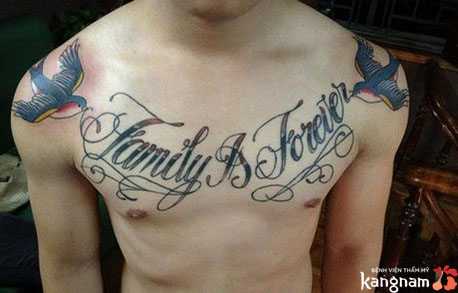 hình xăm chữ family is forever 1